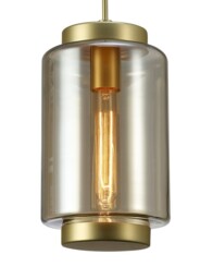 Jarras Ceiling Pendant 20cm Round, 1 x E27 (Max 40W), Matt Gold , Cognac Glass - thumbnail 5