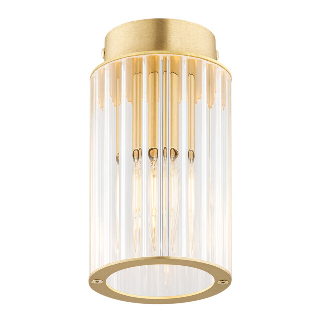 Hampton Surface Mounted Downlight Transparent (Fluted), Brushed Brass - image 1