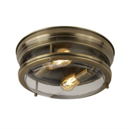 Edinburgh 2 Light Bathroom Flush Ceiling Light Antique Brass IP44, E27