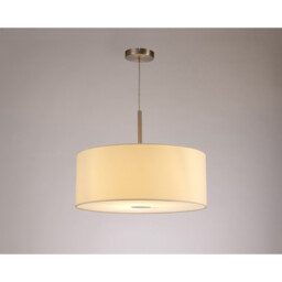 Baymont Satin Nickel E27 Single Pendant With 50cm Faux Silk Shade, Ivory Pearl/White Laminate - thumbnail 2