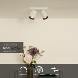 Nigel Modern Ceiling Spotlight - LED Dim to warm - GU10 - 2x5W 2200K/3000K - White - thumbnail 2