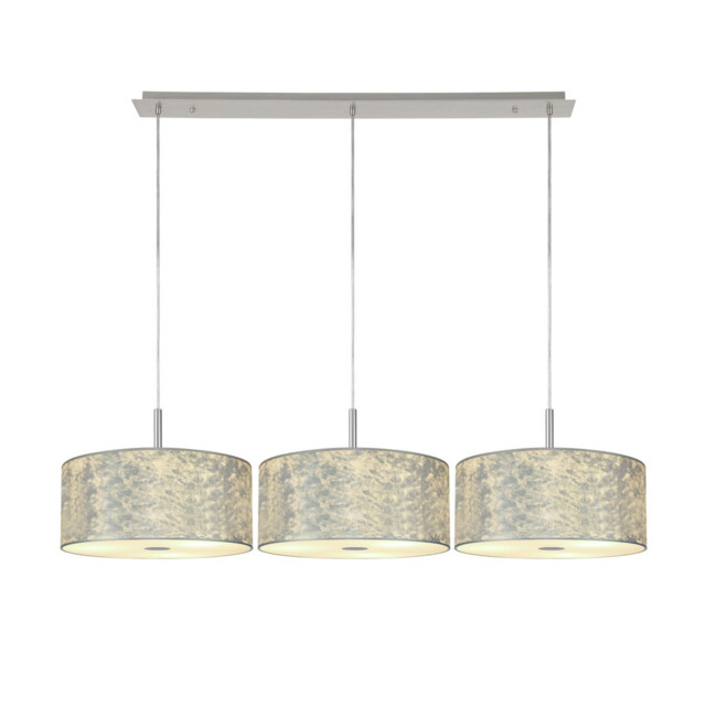 Baymont Polished Chrome 3 Light E27 Linear Pendant With 40cm x 18cm Silver Leaf Shade 3m - image 1