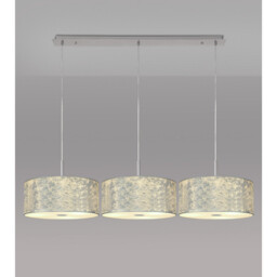 Baymont Polished Chrome 3 Light E27 Linear Pendant With 40cm x 18cm Silver Leaf Shade 3m - thumbnail 2