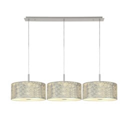 Baymont Polished Chrome 3 Light E27 Linear Pendant With 40cm x 18cm Silver Leaf Shade 3m - thumbnail 1