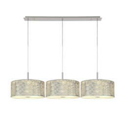 Baymont Polished Chrome 3 Light E27 Linear Pendant With 40cm x 18cm Silver Leaf Shade 3m