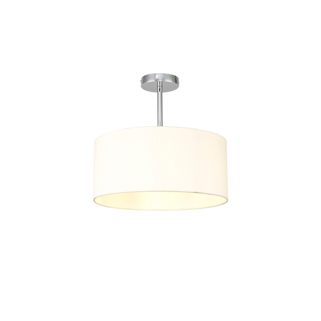 Baymont Polished Chrome E27 Semi Flush With 40cm x 18cm Faux Silk Shade, Ivory Pearl/White Laminate - image 1