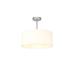 Baymont Polished Chrome E27 Semi Flush With 40cm x 18cm Faux Silk Shade, Ivory Pearl/White Laminate