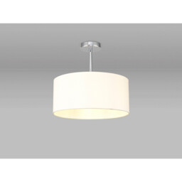 Baymont Polished Chrome E27 Semi Flush With 40cm x 18cm Faux Silk Shade, Ivory Pearl/White Laminate - thumbnail 2