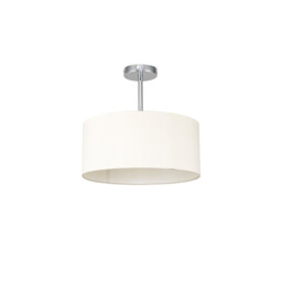 Baymont Polished Chrome E27 Semi Flush With 40cm x 18cm Faux Silk Shade, Ivory Pearl/White Laminate - thumbnail 5