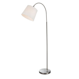 Tower Floor Lamp Brushed Steel with Cream Shade