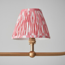 Santiago Brushed Aged Brass Plate Pendant Light with Coral Pink Fabric Ikat Shade 16cm 4x B22 - thumbnail 5