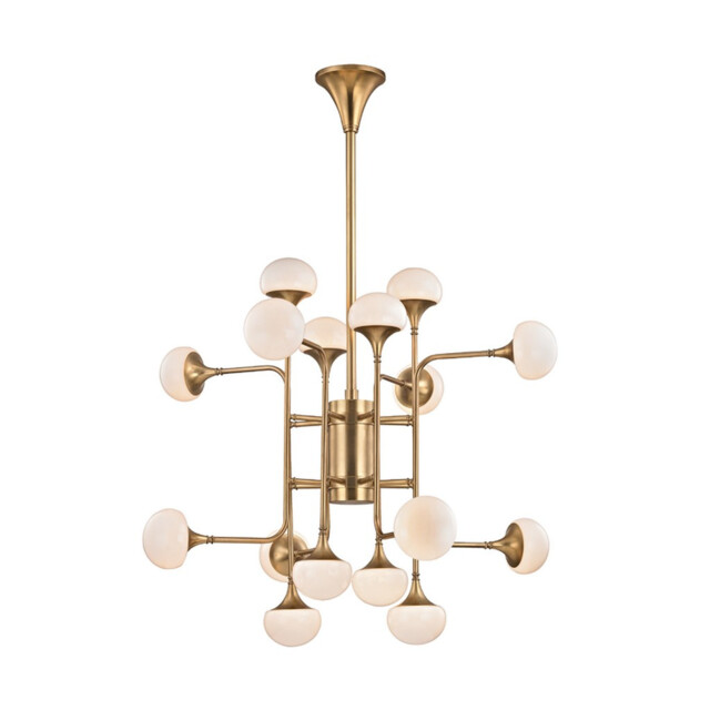 Fleming 16 Light Chandelier Brass, Glass, 3000K