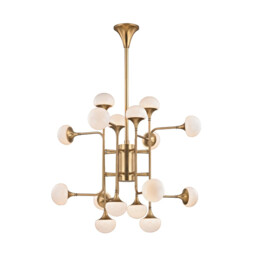 Fleming 16 Light Chandelier Brass, Glass, 3000K