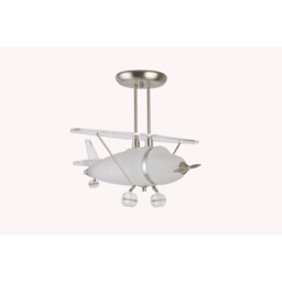 Novelty Aeroplane Semi Flush Ceiling Light Satin Silver and Glass, E27 - thumbnail 2