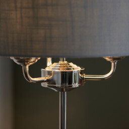 Highclere Base & Shade Table Lamp, Bright Nickel Plate, Charcoal Fabric - thumbnail 5