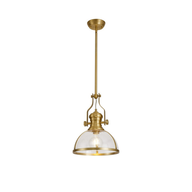 Cairo Ceiling Pendant, E27, Satin Gold With Round 30cm Satin Gold, Clear Glass Shade - image 1