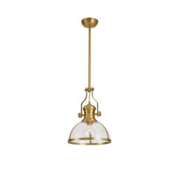 Cairo Ceiling Pendant, E27, Satin Gold With Round 30cm Satin Gold, Clear Glass Shade - thumbnail 5