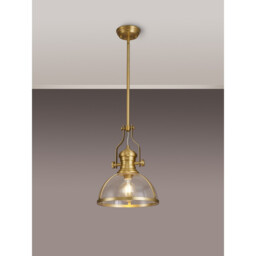 Cairo Ceiling Pendant, E27, Satin Gold With Round 30cm Satin Gold, Clear Glass Shade - thumbnail 3