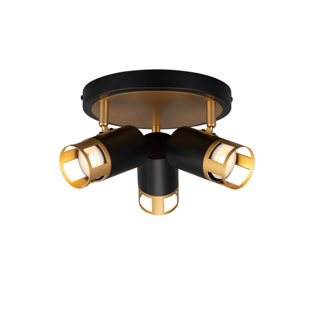 Phelps 3 Light Round SpotFitting GU10, Black, Painted Gold - image 1