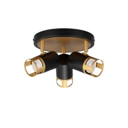 Phelps 3 Light Round SpotFitting GU10, Black, Painted Gold - thumbnail 5