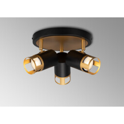 Phelps 3 Light Round SpotFitting GU10, Black, Painted Gold - thumbnail 3