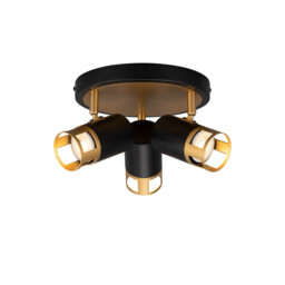 Phelps 3 Light Round SpotFitting GU10, Black, Painted Gold - thumbnail 1