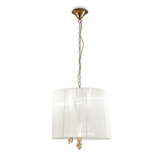 Tiffany Pendant 3+3 Light E14+G9, French Gold With White Shade & Clear Crystal - image 1