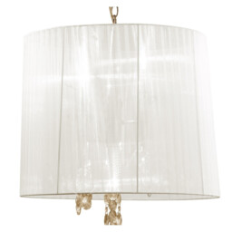 Tiffany Pendant 3+3 Light E14+G9, French Gold With White Shade & Clear Crystal - thumbnail 5