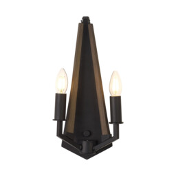 Hilton Wall Lamp 2 Light E14 Satin Black/Dark Grey Wood