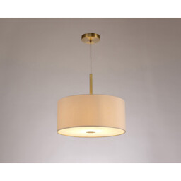 Baymont Antique Brass E27 Single Pendant With 40cm x 18cm Dual Faux Silk Shade, Nude Beige/Moonlight - thumbnail 2