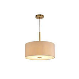 Baymont Antique Brass E27 Single Pendant With 40cm x 18cm Dual Faux Silk Shade, Nude Beige/Moonlight - thumbnail 5