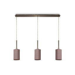 Baymont Antique Brass 3 Light E27 Linear Pendant, With 12cm x 20cm Dual Faux Silk Shade, Taupe/Halo Gold - thumbnail 5
