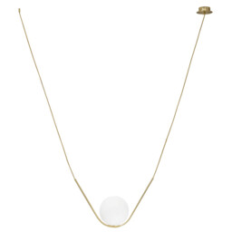 Vitton Globe Pendant Ceiling Light Brass Metal White Glossy Glass LED E14