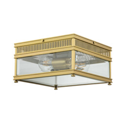 Holborn 2 Light Outdoor Decorative Flush, Brushed Brass IP44 - thumbnail 1
