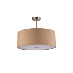 Baymont Satin Nickel E27 Semi Flush With 50cm x 20cm Dual Faux Silk Shade, Antique Gold/Ruby - thumbnail 5