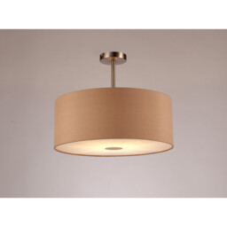 Baymont Satin Nickel E27 Semi Flush With 50cm x 20cm Dual Faux Silk Shade, Antique Gold/Ruby - thumbnail 2