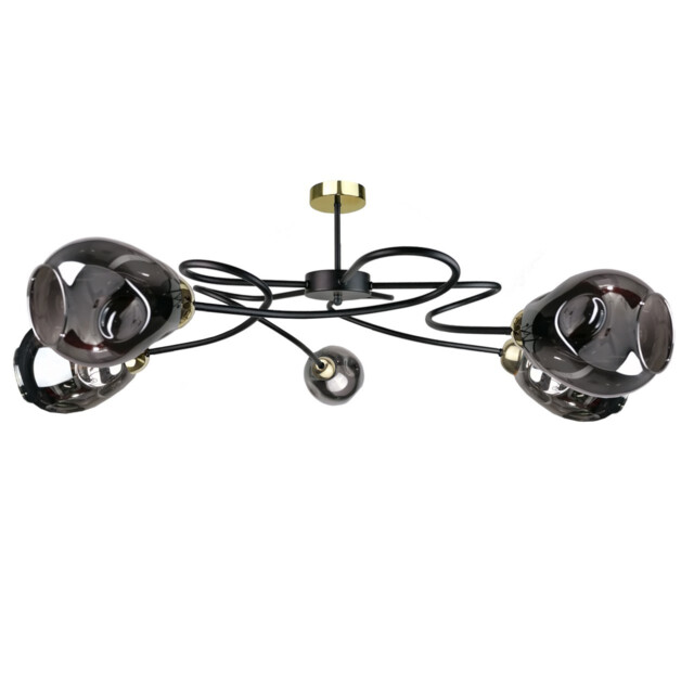 Zahra Multi Arm Semi Flush Ceiling Light Black, 67cm, 5x E27