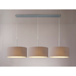 Baymont Polished Chrome 3 Light E27 Linear Pendant With 40cm x 18cm Faux Silk Shade, Grey/White Laminate - thumbnail 2