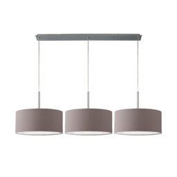 Baymont Polished Chrome 3 Light E27 Linear Pendant With 40cm x 18cm Faux Silk Shade, Grey/White Laminate - thumbnail 5