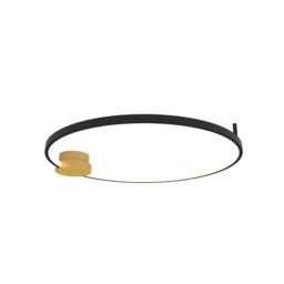 Viora 64cm Integrated Led Semi Flush Ceiling Light Gold Matt-Black Matt Ring LED 3000K Dimmable - thumbnail 1