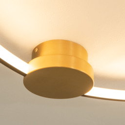 Viora 64cm Integrated Led Semi Flush Ceiling Light Gold Matt-Black Matt Ring LED 3000K Dimmable - thumbnail 3