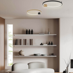 Viora 64cm Integrated Led Semi Flush Ceiling Light Gold Matt-Black Matt Ring LED 3000K Dimmable - thumbnail 2