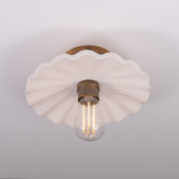 Kapok Ceiling Light, Matte White Striped, Antique Brass - thumbnail 2