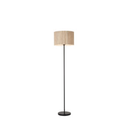 Meadow Floor Lamp, Natural Grass Shade and Black Metal - thumbnail 1