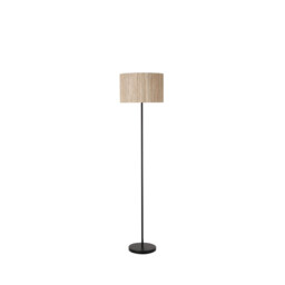 Meadow Floor Lamp, Natural Grass Shade and Black Metal - thumbnail 2