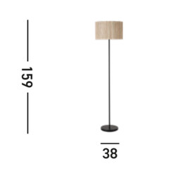 Meadow Floor Lamp, Natural Grass Shade and Black Metal - thumbnail 5