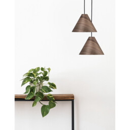 Wera Dome Pendant Ceiling Light Dark Walnut Wood colour Dark Brown Fabric Cable Solid Wood Canopy LED E27 - thumbnail 2