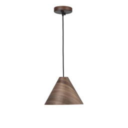 Wera Dome Pendant Ceiling Light Dark Walnut Wood colour Dark Brown Fabric Cable Solid Wood Canopy LED E27 - thumbnail 1