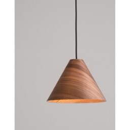 Wera Dome Pendant Ceiling Light Dark Walnut Wood colour Dark Brown Fabric Cable Solid Wood Canopy LED E27 - thumbnail 3