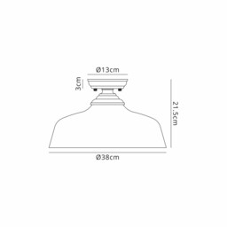 Dresden Flush Ceiling Lamp E27 With Flat Round 38cm Glass Shade Matt Black, Clear - thumbnail 2